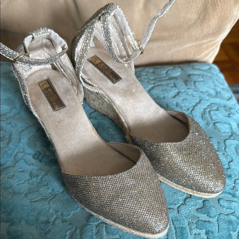 White Mountain Silver Wedges with Glitter Finish